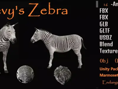 Imperial Zebra Low-poly 3D model