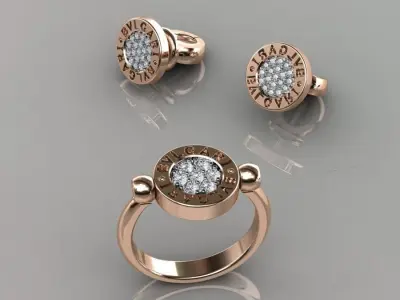 Bvlgari Ring and Earrings 3D print model