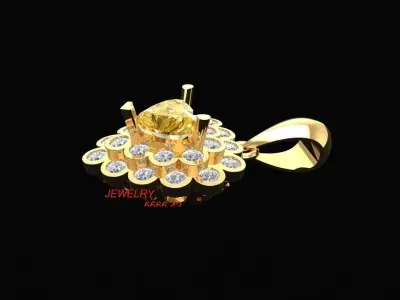 Elegant Heart Shape Gemstone Pendant for Women 313 3D print model