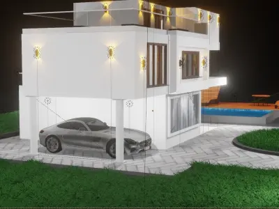 Blender Eevee Modern House 3D Model With Interior 3D model