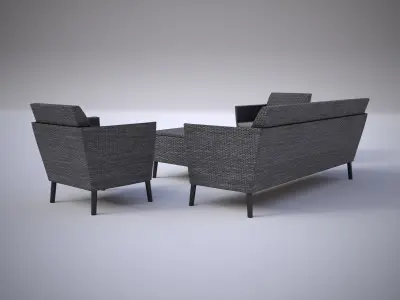 Furniture set of sofas and chairs Free low-poly 3D model