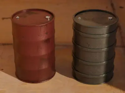 Metal Oil Barrel Low-poly 3D model