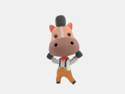 Cute Horse 3D Illustration 3D model