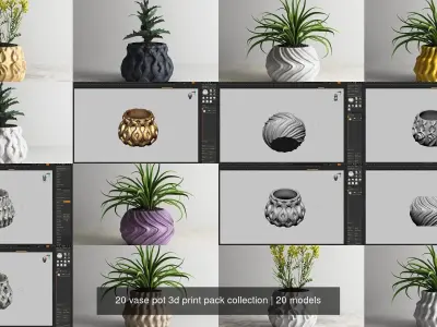 20 vase pot 3d print pack collection