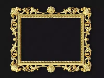 mirror ornate gold frame 3D model