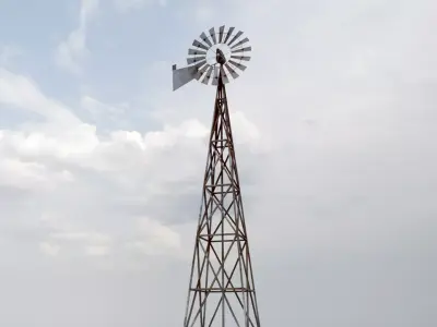 Wind Pump Low-poly 3D model