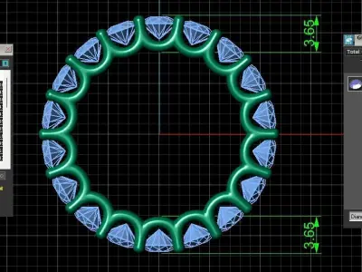 U Shaped Eternity Ring 3 point 5 mm stone size swiss 11 and EU51 3D print model