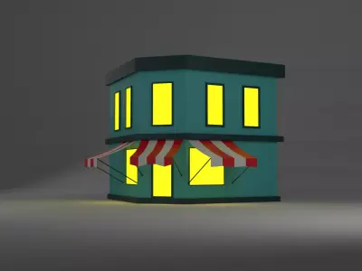 LowPolyCornerShopCafeStylizedGameReadyAsset Low-poly 3D model