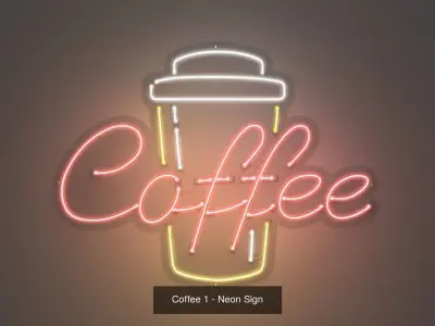 Coffee Neon Signs - 4 Pack 3D Model Collection