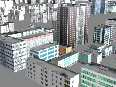 Modern birdseye view of urban planning Urban buildings office 3D model