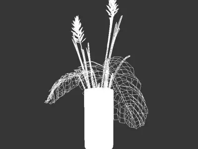 Decorative Glass Vase whit Tropical plants 3D model