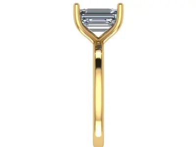 Emerald solitaire diamond ring 3D print model