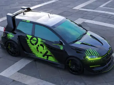 wide body car golf gti Low-poly 3D model