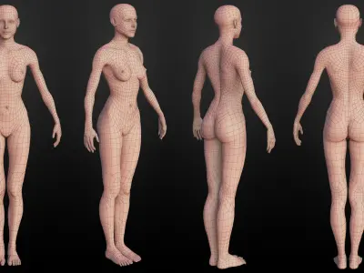 Realistic Female Character Low-poly 3D model