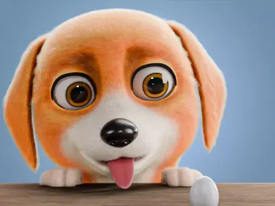 Cute Cartoon Dog Low-poly 3D model