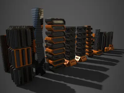 Sci-Fi Buildings Collection Low-poly 3D model