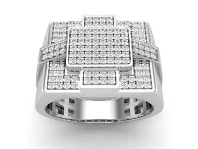AV 629 Diamond Mens Flashy Micro Pave Hip Hop Ring 3D print model
