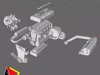 1 24 Scale Engine H22 3D print model