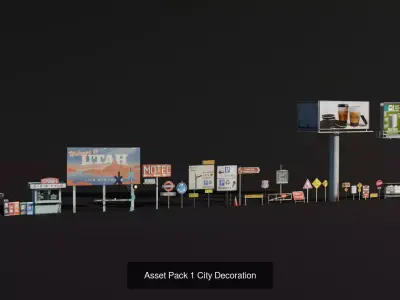 Low Poly  and City Exterior Assets Pack  3D Model Collection
