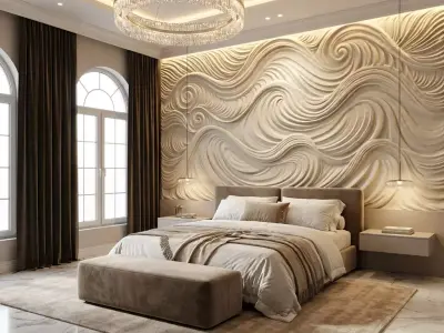 modern panel wall decor set relief stl mural CNC 175 3D model