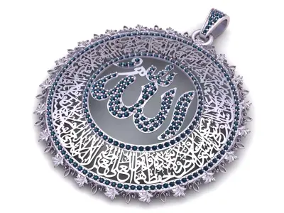 Emerald Allah  Pendant  Luxury 3D Printable Jewelry Model 3D print model