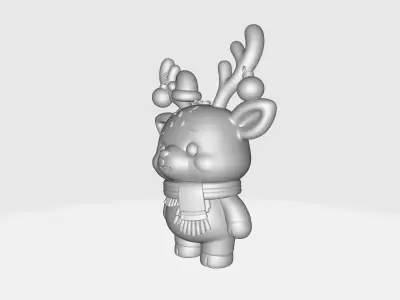 Cute Christmas Reindeer Figurine Adorable Holiday Deer  3D print model