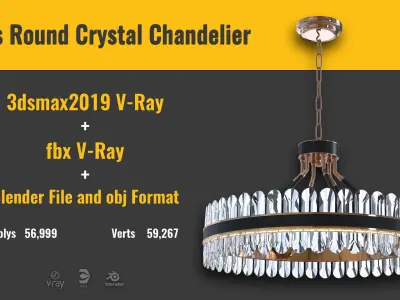 Argus Round Crystal Chandelier 3D model