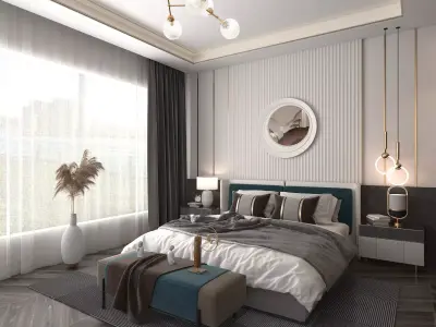 Modern Bedroom Scene 8 3D model
