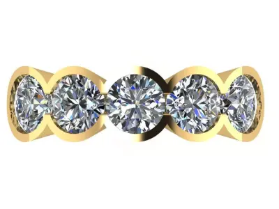 bezel set oval 5 stone ring  3D print model