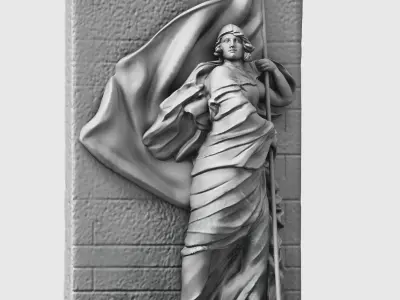 Patriot statue of woman holding flag 3D print model