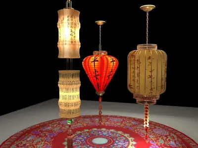 Chinese red lantern 3D model