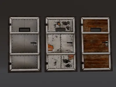 Set of doors 3D Model Low-poly 3D model