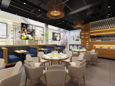 Hong kong restaurant Low-poly 3D model