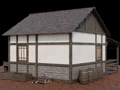 Medieval Village Asset 01 - 4K Textures Game Ready Low-poly 3D model