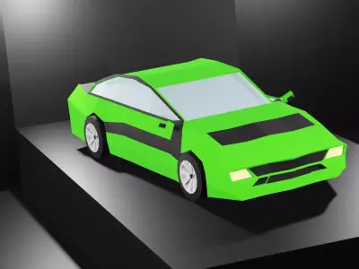 Lowpoly Sport Car - Neon Green Low-poly 3D model