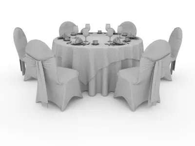 Banquet Table and Chair 70 3D model