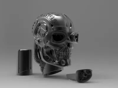 Cyborg Style Car Snorkel with LED Eye and Moving Parts 3D print model