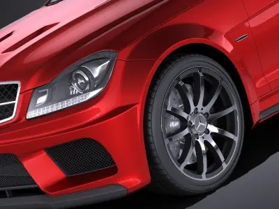 Mercedes C63 AMG Black 2014 VRAY 3D model