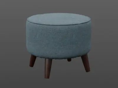 Round Jaxon Ottoman navy upholstery Low-poly 3D model