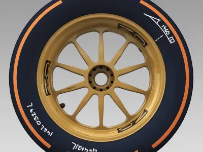 18 inches hard front tyre Low-poly 3D model