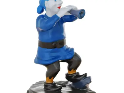 Gnome Figurine Playing The Pipe 3D model
