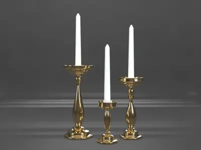 Golden CandleStick Low-poly 3D model
