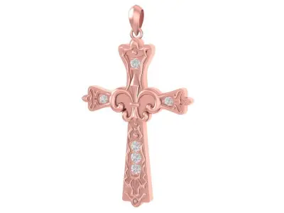 Vintage Cross Pendant with Gemstones   2950 3D print model