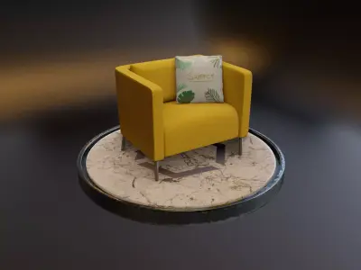 Yellow Chair with Summer pillow 3D model