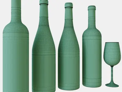 Wine bottle set 13 3D model