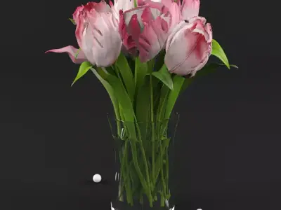 Peonies in vase  3D model