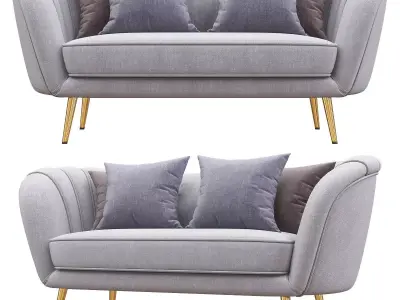 Deals on Alexandrea Velvet Flared Arm Loveseat 3d model Low-poly 3D model