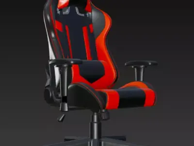 Racing Style Gaming Chair Red Black PBR 3D Model High Detail 3D model