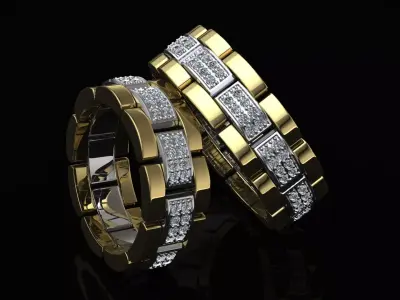 Wedding rings gold platinum 3D print model