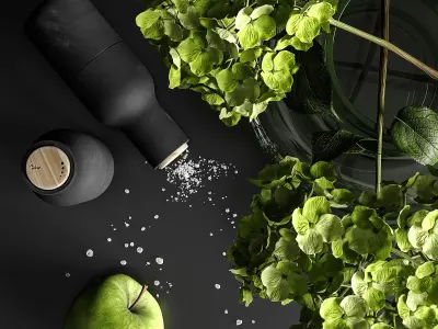 Decorative set with hydrangea 3D model